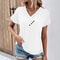 Womens Oversized V Neck Short Sleeve Solid Cotton Linen Tee 11