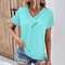 Womens Oversized V Neck Short Sleeve Solid Cotton Linen Tee 15