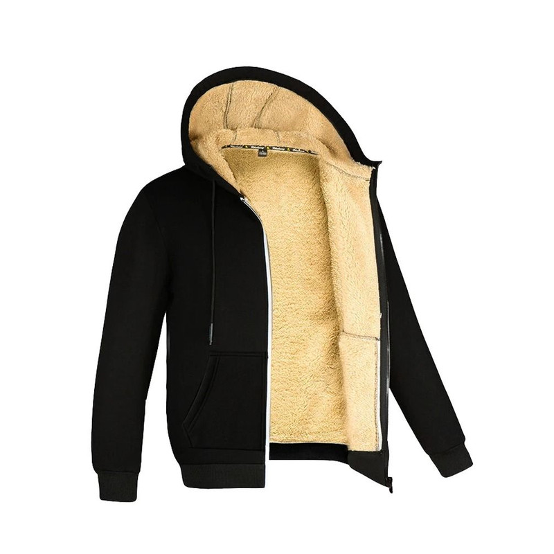Winter Lambswool Zipper Hoodie Thick Warm Mens Jacket With Soft Fleece Lining For Cold Weather 6
