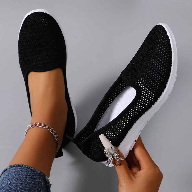 Women Summer Breathable Mesh Flat Sneakers Lightweight Casual Shoes 11