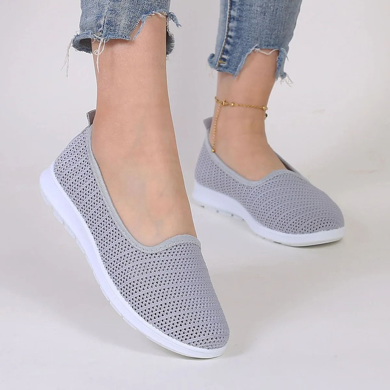 Women Summer Breathable Mesh Flat Sneakers Lightweight Casual Shoes 5