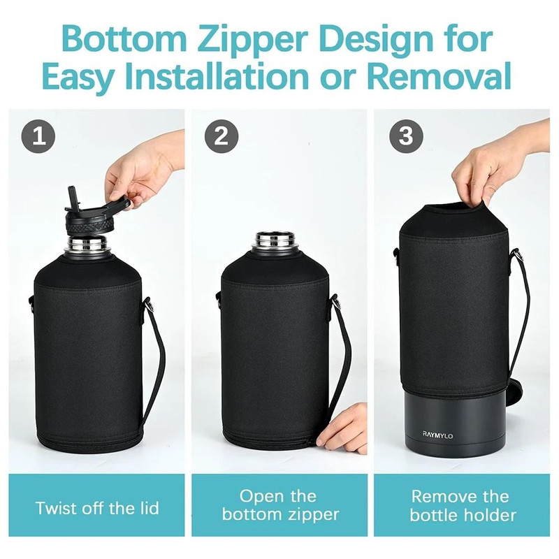 64oz 128oz Insulated Sports Water Bottle Bag Holder Crossbody For Thermos Mug Vacuum Cup Carrier Wi 4