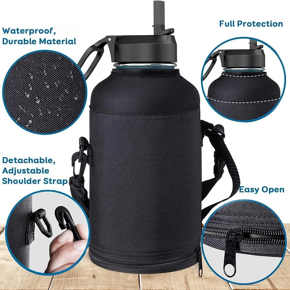 64oz 128oz Insulated Sports Water Bottle Bag Holder Crossbody For Thermos Mug Vacuum Cup Carrier Wi 5