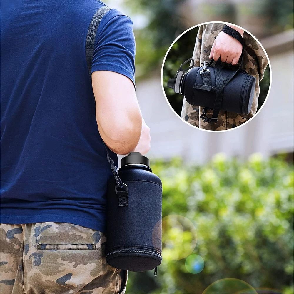 64oz 128oz Insulated Sports Water Bottle Bag Holder Crossbody For Thermos Mug Vacuum Cup Carrier Wi 6