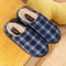 Mens Striped Warm House Fleece Non Slip Plaid Cotton Slippers Winter Indoor Shoes 1