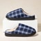 Mens Striped Warm House Fleece Non Slip Plaid Cotton Slippers Winter Indoor Shoes 5