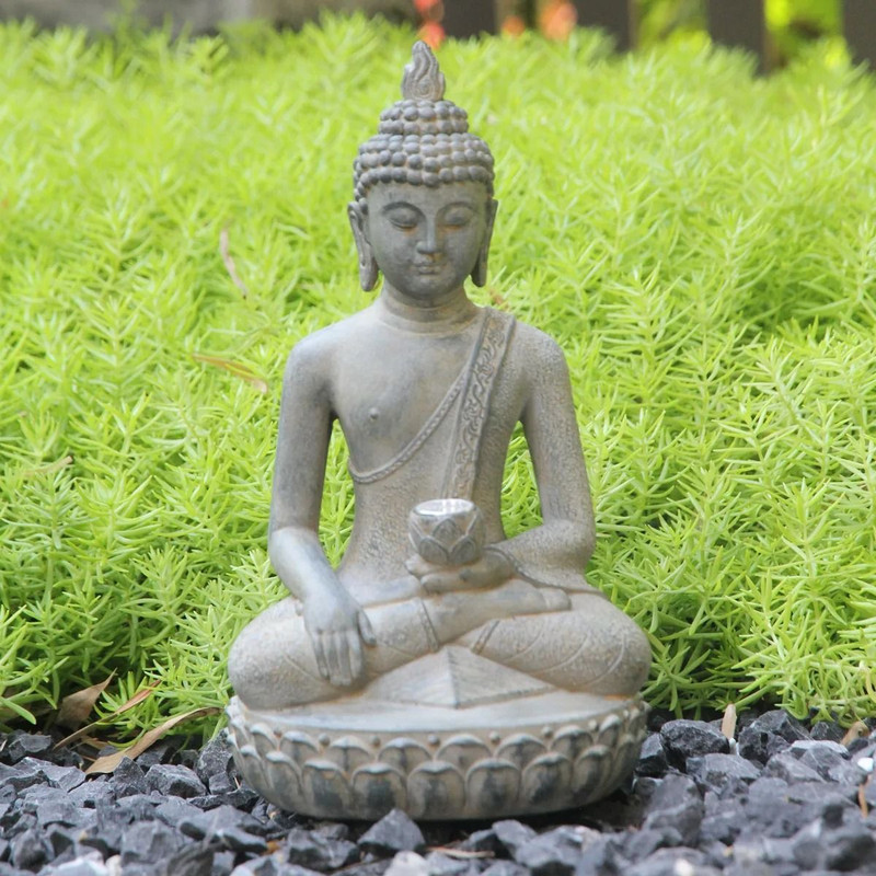 Zen Inspired Solar Buddha Statue For Outdoor Garden And Entryway Decor 3