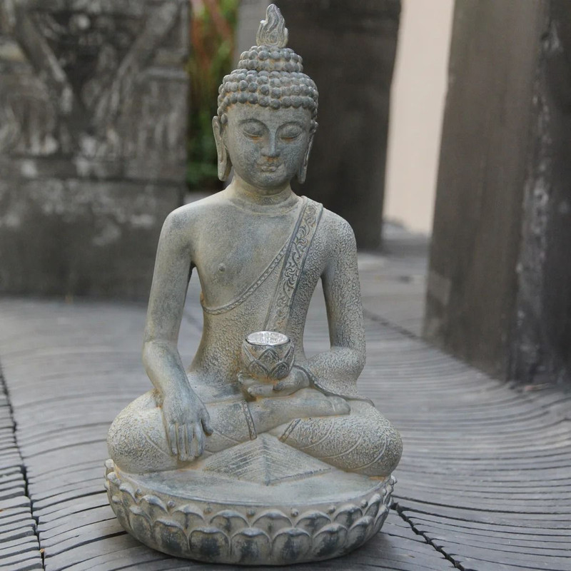 Zen Inspired Solar Buddha Statue For Outdoor Garden And Entryway Decor 4