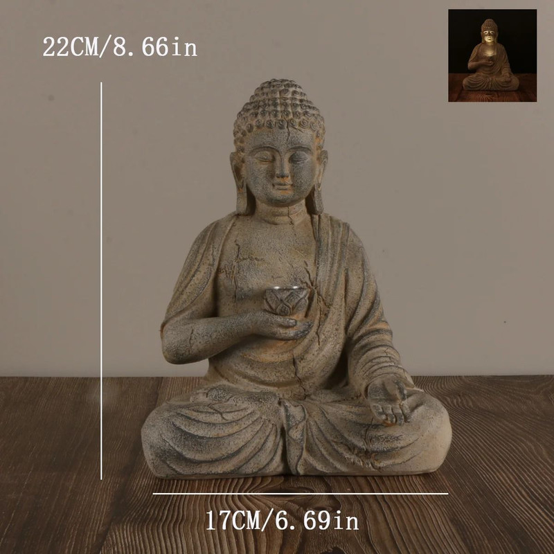 Zen Inspired Solar Buddha Statue For Outdoor Garden And Entryway Decor 6