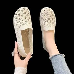 mesh fabric breathable flats women lace loafers lightweight summer casual shoes