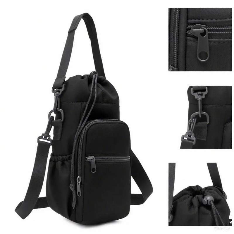 Portable Water Bottle Bag Adjustable Strap Insulated Cover With Phone Pocket 1