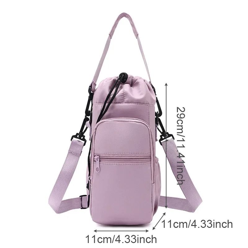 Portable Water Bottle Bag Adjustable Strap Insulated Cover With Phone Pocket 5