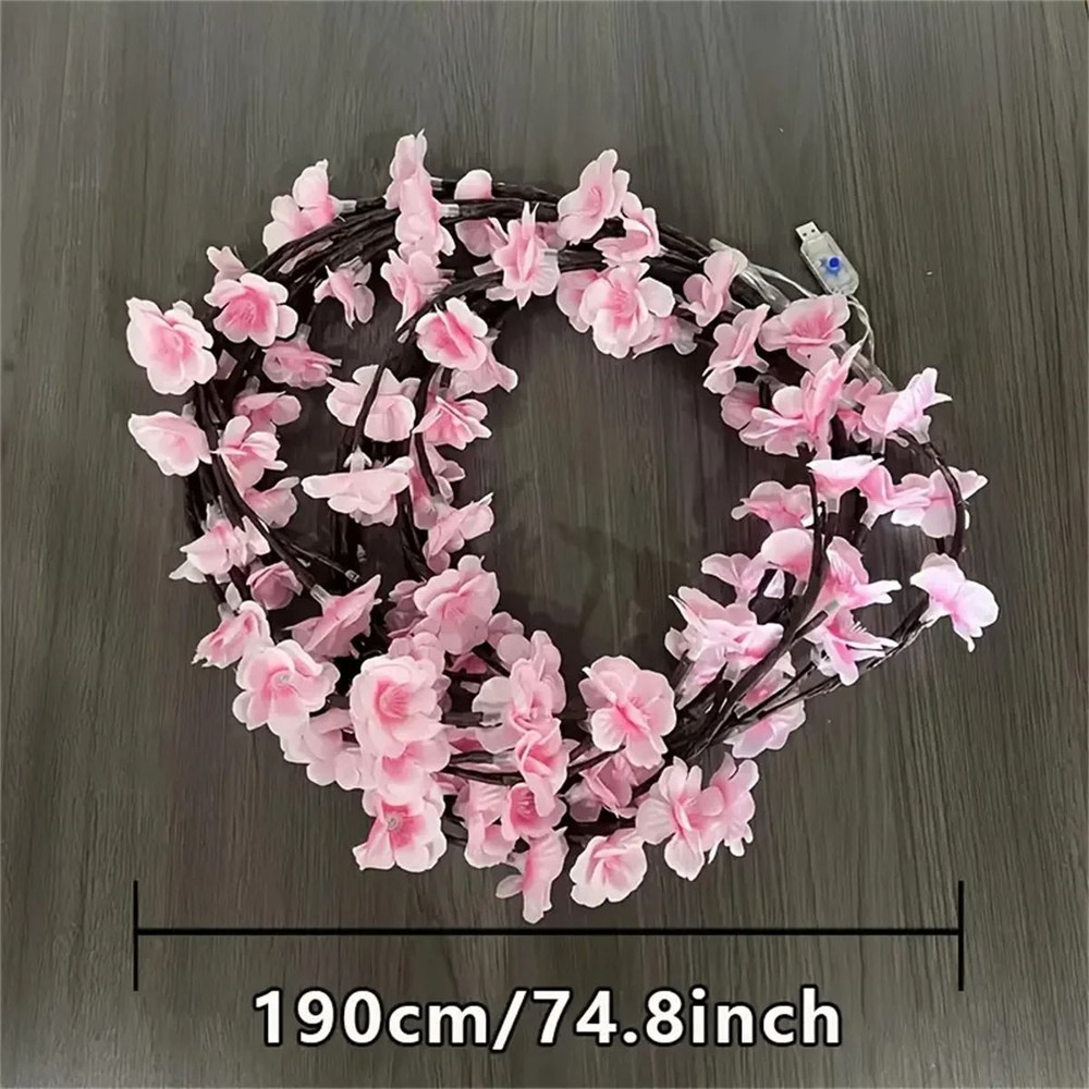 Cherry Blossom USB Tree Branch Rattan Lights With 96 LED Pink Blossoms And 8 Lighting Modes 5