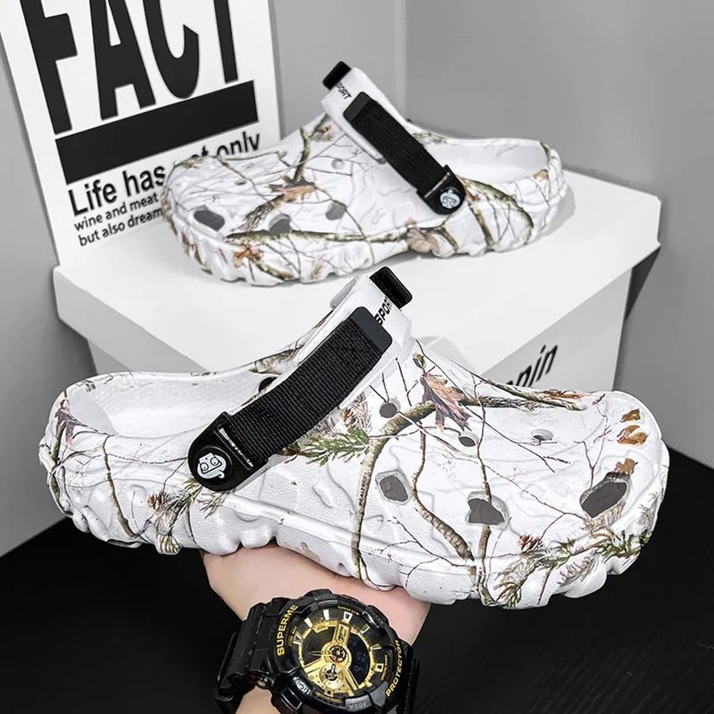 Men Garden Flat Sandals Comfortable Outdoor Platform Slip On Shoes 2