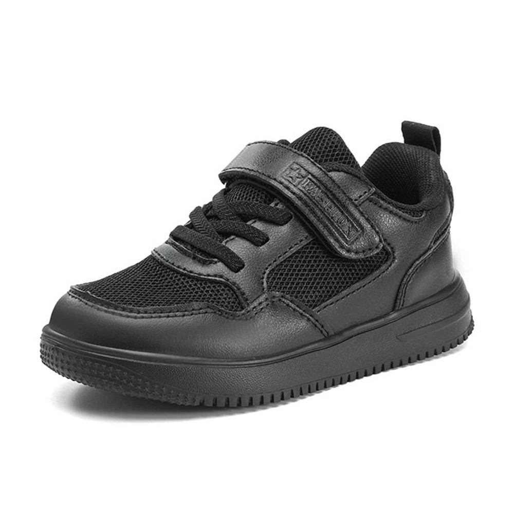 Childrens Black Leather Sneakers Non Slip Lightweight Walking And Sports Shoes 10