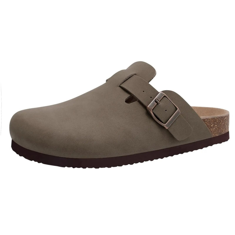Comwarm Leather Cork Footbed Slides Adjustable Buckle Unisex Sandals 12