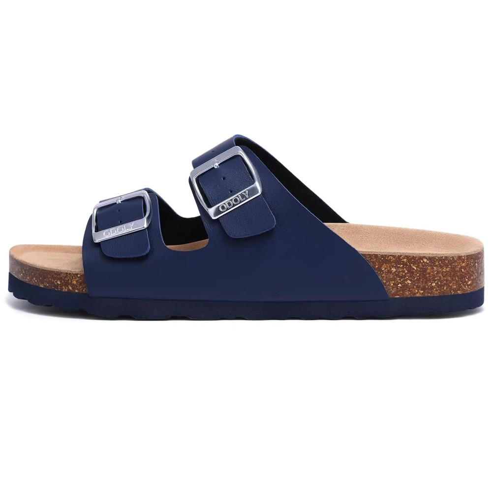 Comwarm Leather Cork Footbed Slides Adjustable Buckle Unisex Sandals 2