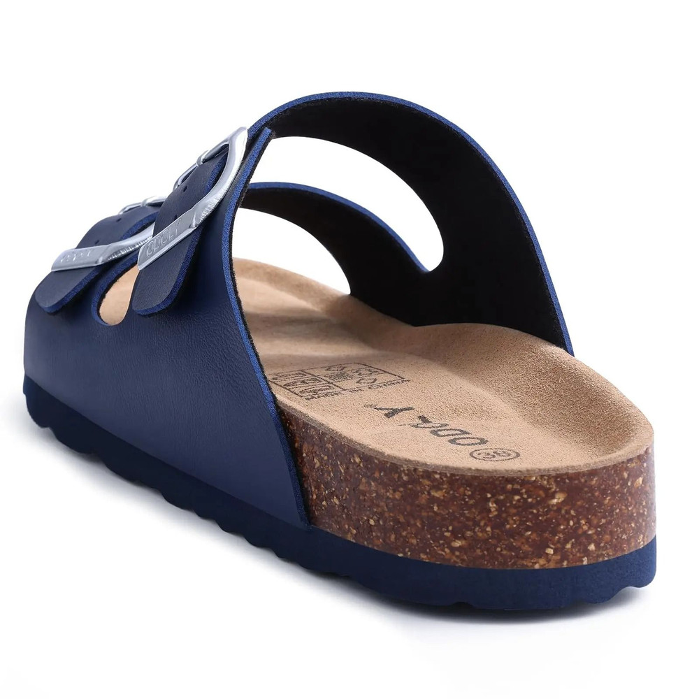 Comwarm Leather Cork Footbed Slides Adjustable Buckle Unisex Sandals 4