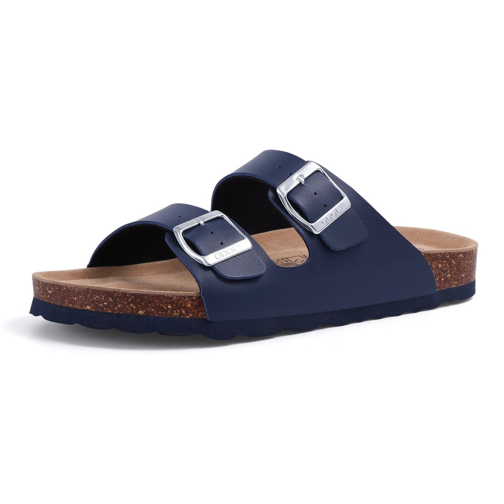 Comwarm Leather Cork Footbed Slides Adjustable Buckle Unisex Sandals 6