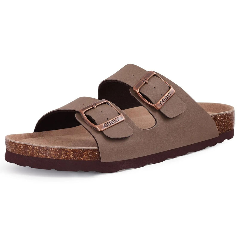 Comwarm Leather Cork Footbed Slides Adjustable Buckle Unisex Sandals 8