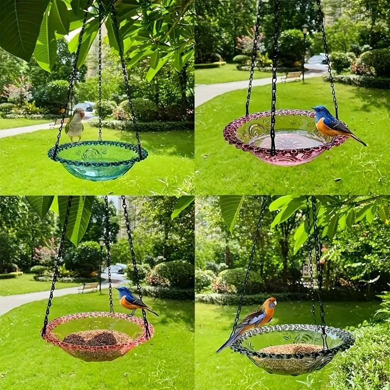 Hanging Bird Bath And Feeder Outdoor Bird Food Tray For Garden Decoration 0