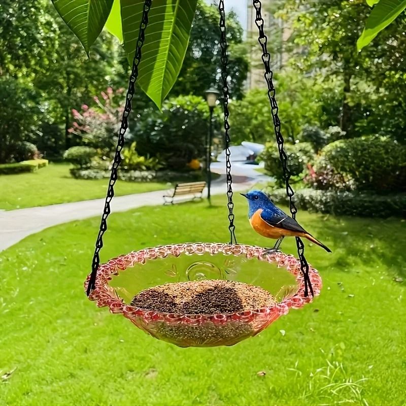 Hanging Bird Bath And Feeder Outdoor Bird Food Tray For Garden Decoration 3