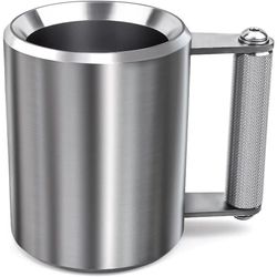 heavy stainless steel dumbbell mug for fitness and coffee lovers
