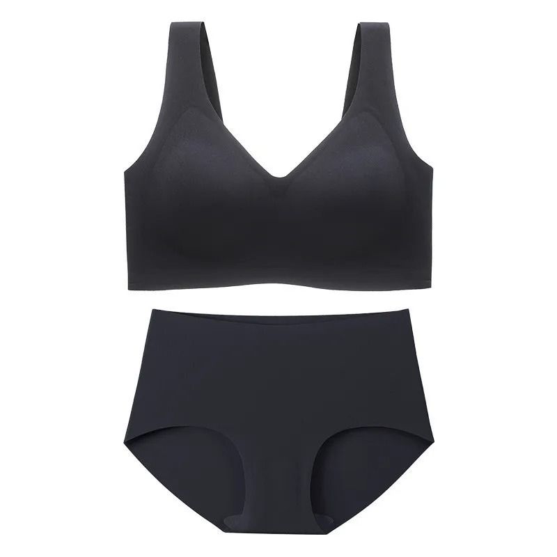 Plus Size Women Bra Sets Panties Wireless Oversized Bras Anti Sagging Support M 5XL 7