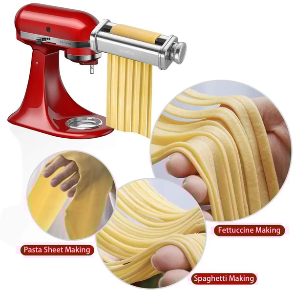 Pasta Maker Attachment Set For KitchenAid Mixer With Roller And Cutter 0