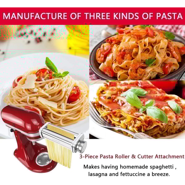 Pasta Maker Attachment Set For KitchenAid Mixer With Roller And Cutter 4