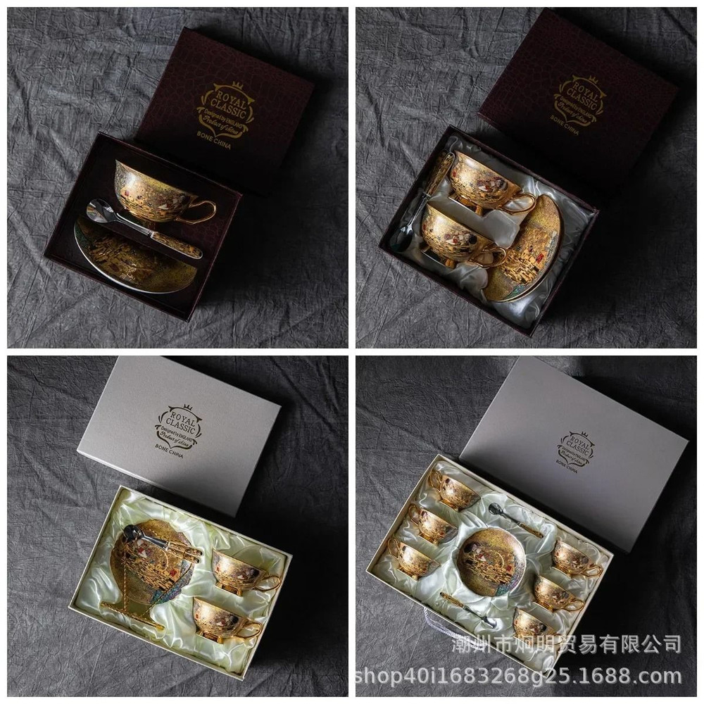 European Bone China Tea Cup Saucer And Spoon Set Afternoon Tea Gift 1