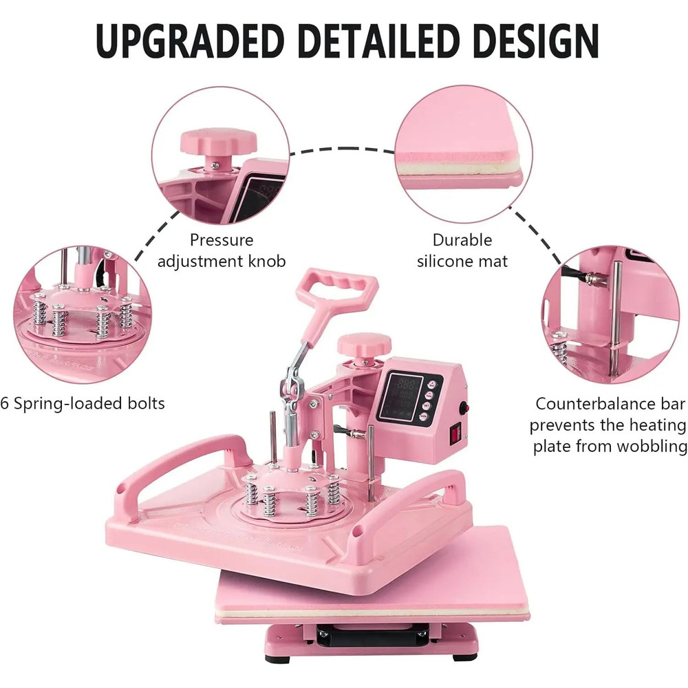 Heat Press Sublimation Machine For T Shirts Hats Tumblers Mugs And Plates 4