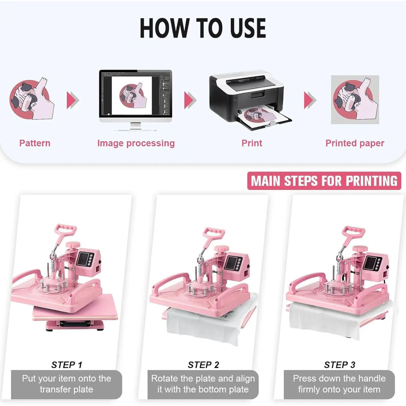 Heat Press Sublimation Machine For T Shirts Hats Tumblers Mugs And Plates 5