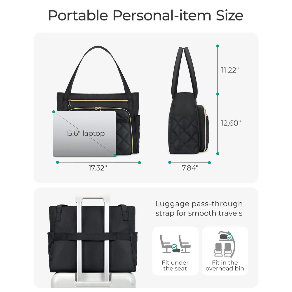 BAGSMART Quilted Tote Bag For Women Laptop Briefcase 4