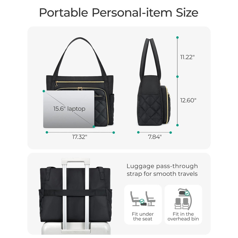 BAGSMART Quilted Tote Bag For Women Laptop Briefcase 4