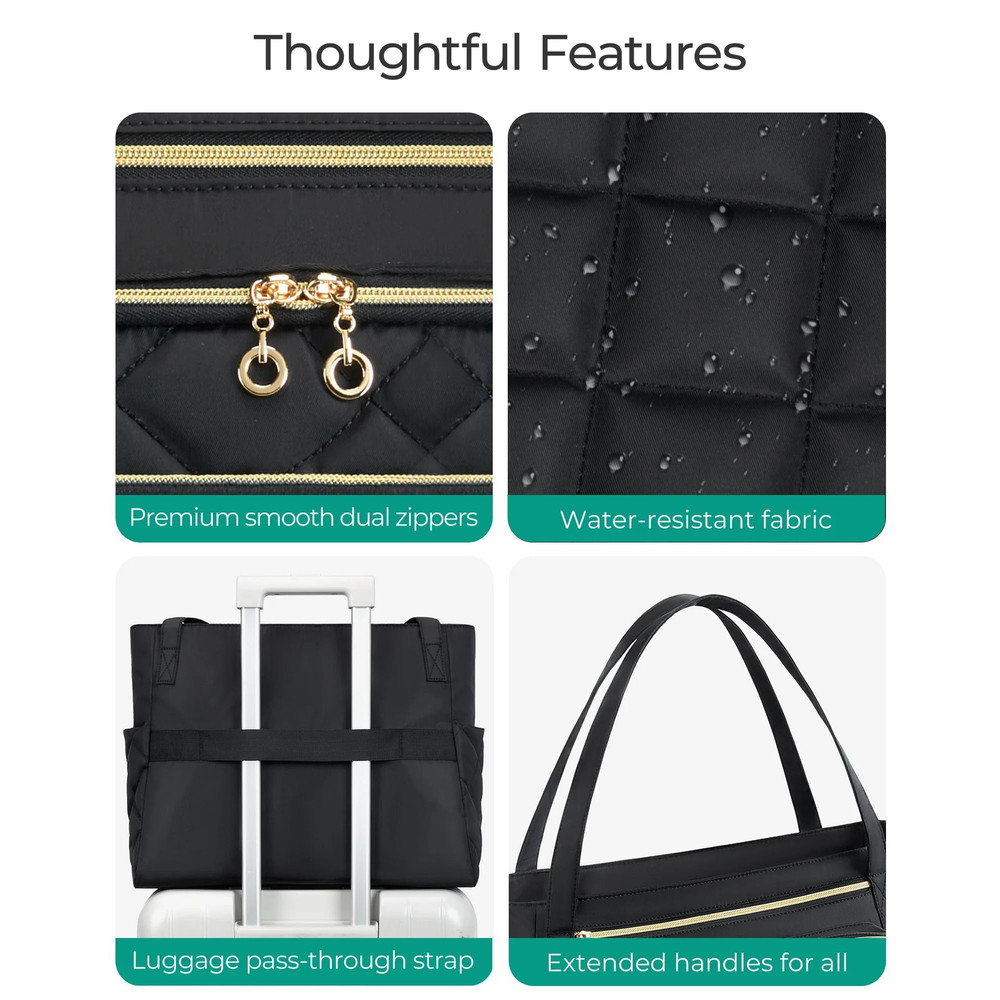 BAGSMART Quilted Tote Bag For Women Laptop Briefcase 5