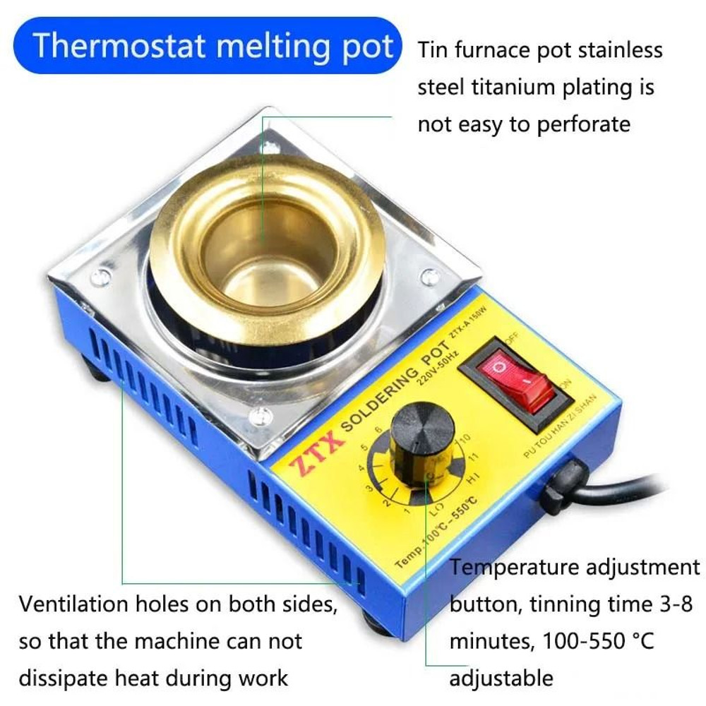 High Quality 220V Adjustable Temperature Tin Melting Furnace Pot Tool With EU Plug 3