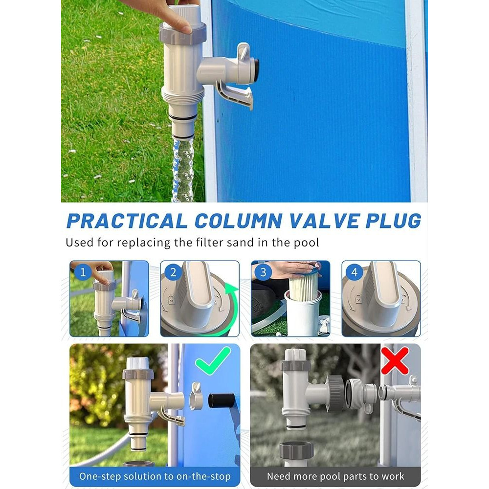 Durable PVC Pool Filter Pump Adapter 32mm Plunger Valve Replacement For Outdoor Pool Accessories 3