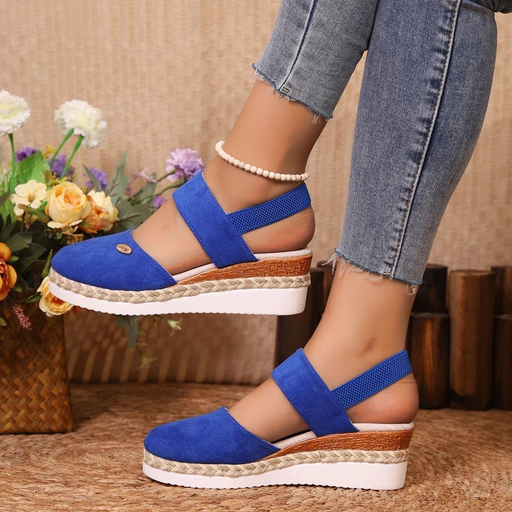 Womens Closed Toe Wedge Espadrille Sandals With Ankle Strap And Platform Heel 6