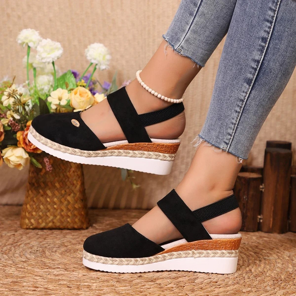 Womens Closed Toe Wedge Espadrille Sandals With Ankle Strap And Platform Heel 8