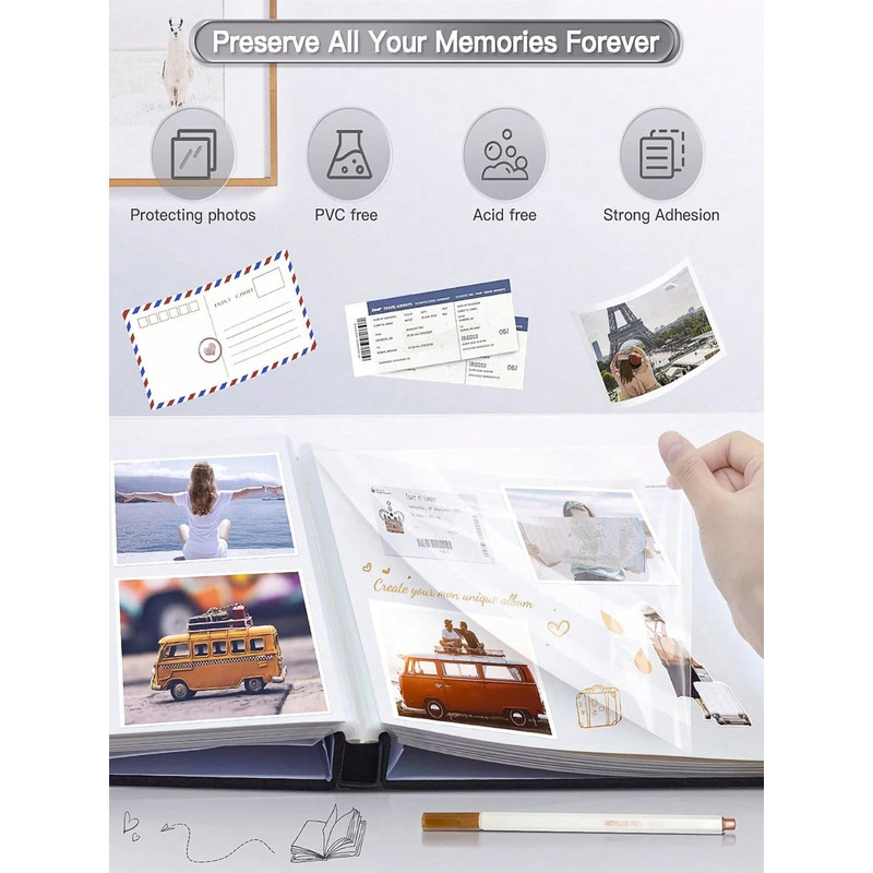 Linen Photo Album Self Adhesive Scrapbook Album For Pictures 4