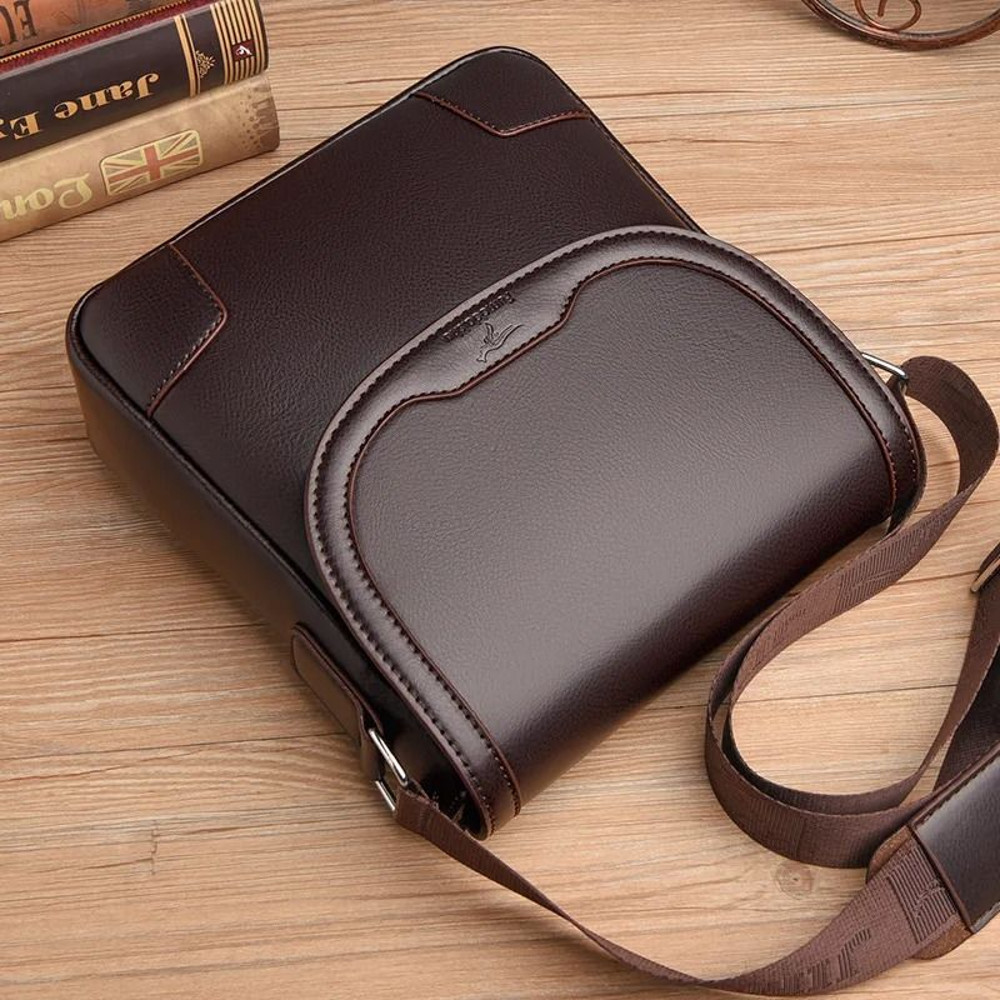 Men Leather Shoulder Bag Waterproof Business Travel Tote Messenger Bag 3