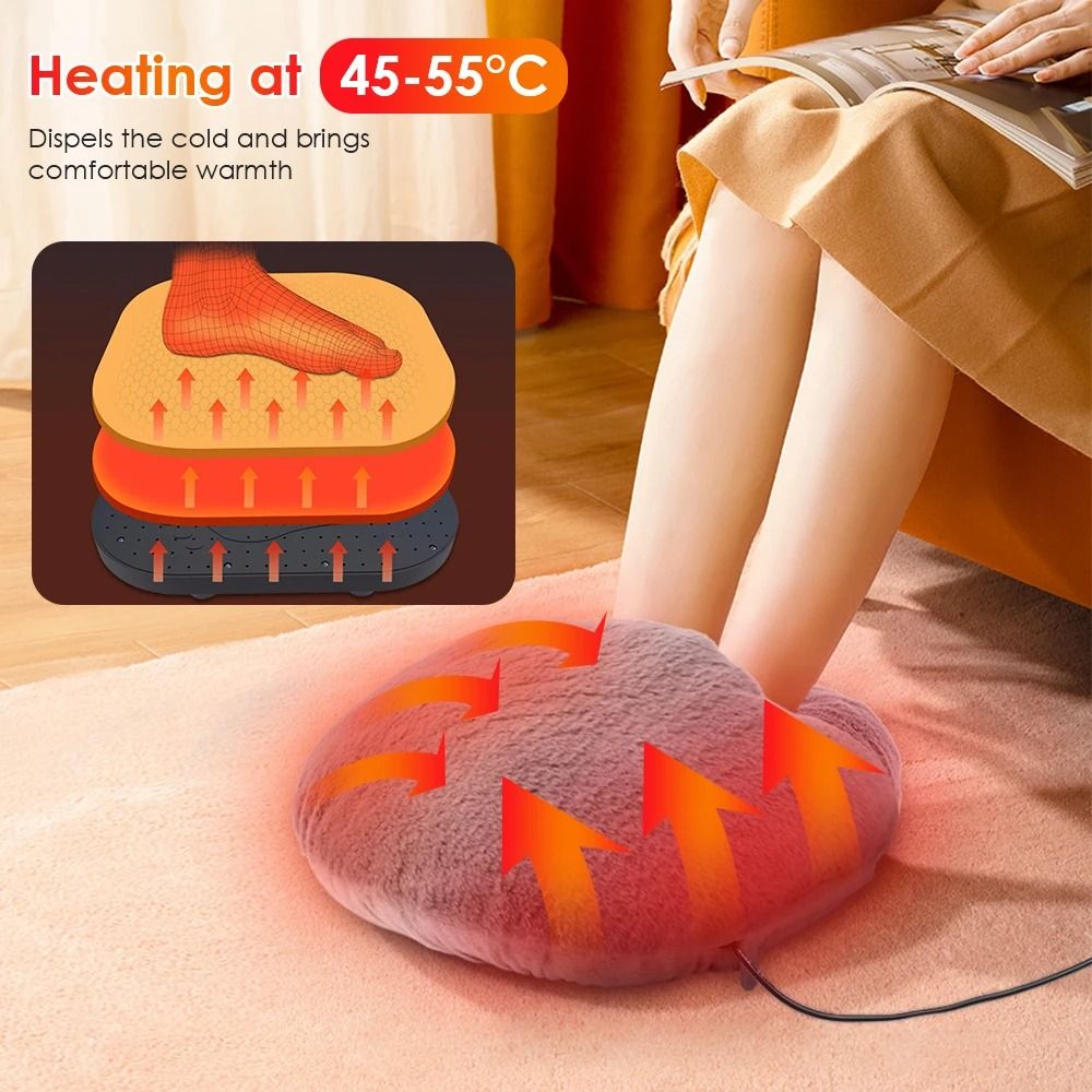 USB Winter Electric Foot Heating Pad Soft Plush Under Desk Warmer Mat 0