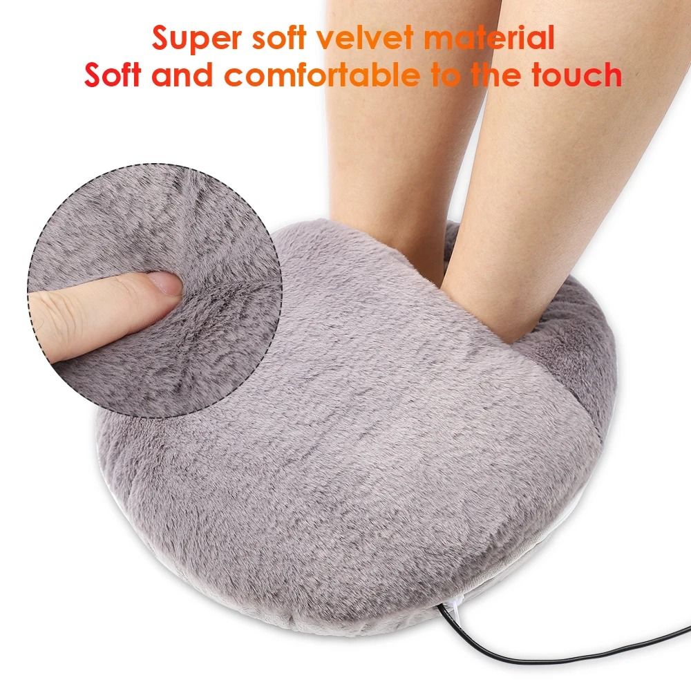 USB Winter Electric Foot Heating Pad Soft Plush Under Desk Warmer Mat 1