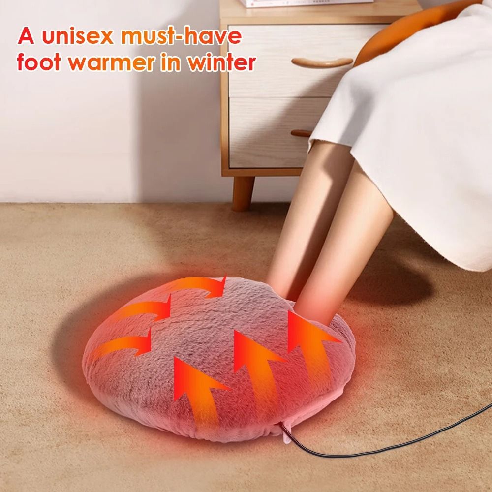 USB Winter Electric Foot Heating Pad Soft Plush Under Desk Warmer Mat 4