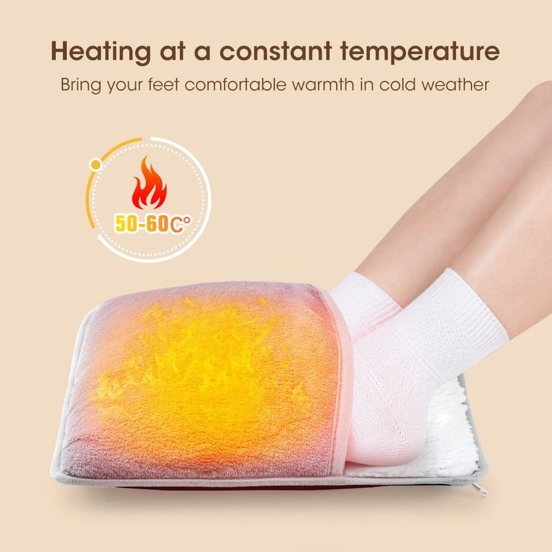 USB Winter Electric Foot Heating Pad Soft Plush Under Desk Warmer Mat 6