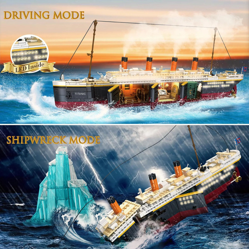 Titanic Model Cruise Ship Building Block Set With Lights 2288Pcs 1