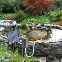 solar powered oxygenation pump with air pump and bubble stone for ponds and aquariums