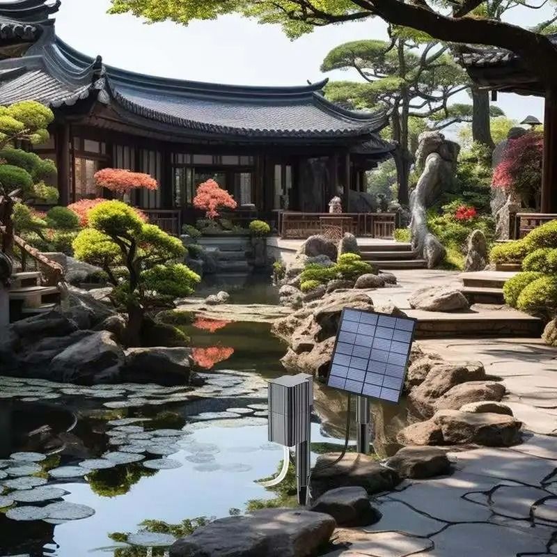 Solar Powered Oxygenation Pump With Air Pump And Bubble Stone For Ponds And Aquariums 2