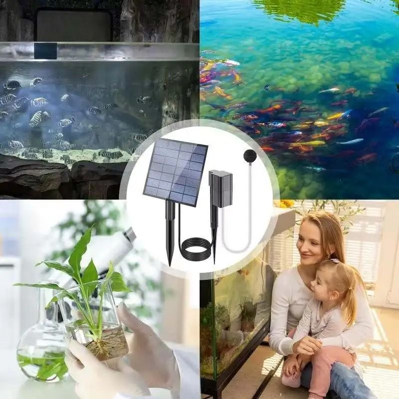 Solar Powered Oxygenation Pump With Air Pump And Bubble Stone For Ponds And Aquariums 3